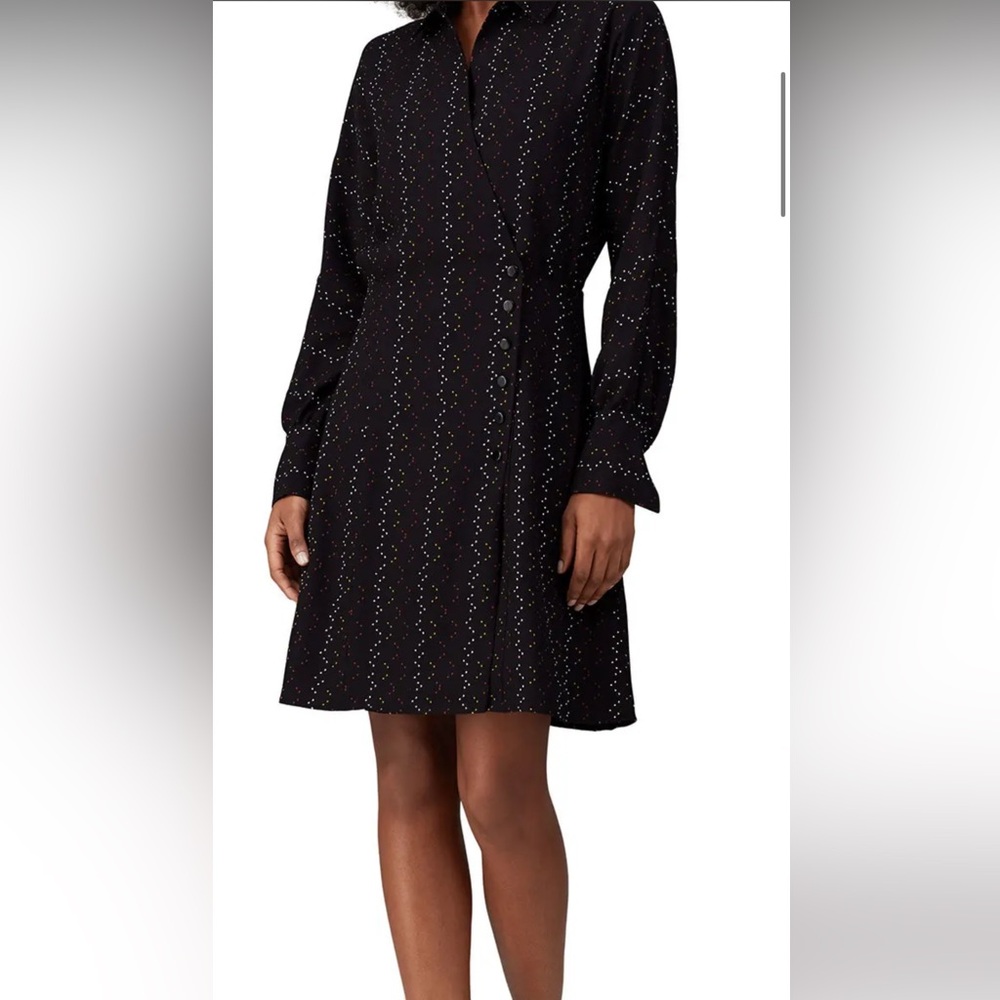 Equipment Black Patterned Long Sleeve Dress